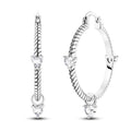 Parmuz 925 Sterling Silver Earrings Hoops for Women Ladies Simple Lightweight Twisted Medium Hoop Earrings With Cubic Zirconia Hypoallergenic Jewelry for Her - color: black silver