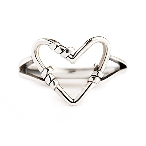 STORYJEWELLERY 925 Sterling Silver Rings, Heart Ring, Silver Thumb Rings for Women, Promise Ring, Vintage Boho Jewelry
