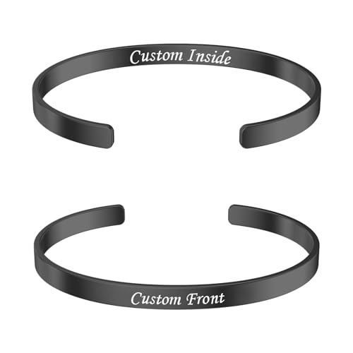 Personalized Bangle Bracelet 925 Sterling Silver 5-10MM Custom Engraved Cuff Bangle for Men Women Birthday Valentines Christmas Gifts