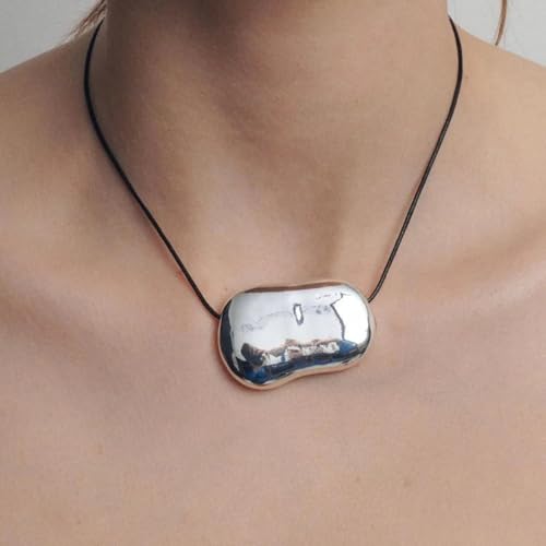 Frodete Statement Necklace for Women Chunky Gold Necklaces Long Pendant Necklace Boho Necklaces Gold Pendant Jewelry Cowboy Chic Style Cowgirl Outfit - color: silver statement necklace