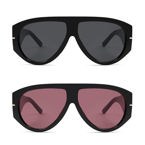 Oversized Retro Aviator Sunglasses Womens Mens 70s Classic Vintage Sun Glasses AR82227 - color: Deep Black+tortoise/Grey
