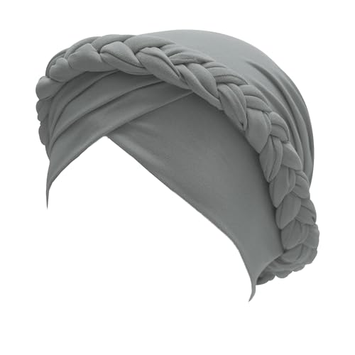 ZLYC Chemo Headwear for Women Pre Tied Turban Headwear Lightweight Beanie Hat - color: Braid Gray