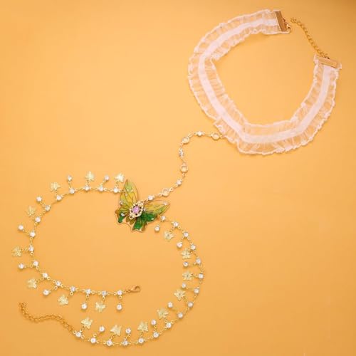 Butterfly Body Chain Rhinestone Fairy Thigh Jewelry Set for Women Party, Multi Layer Butterfly Necklace Shiny Transparent Wing Thigh Chain for Women - style: Butterfly Body Chain Rhinestone C