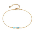 LOYATA Dainty Ankle Bracelet,14K Gold Plated Tiny Bead Anklet Dainty White Cubic Zirconia Cross Tassel Foot Chain Cute Lucky Moon Evil Eye Foot Jewelry Boho Anklets for Women - color: 3 stone eye
