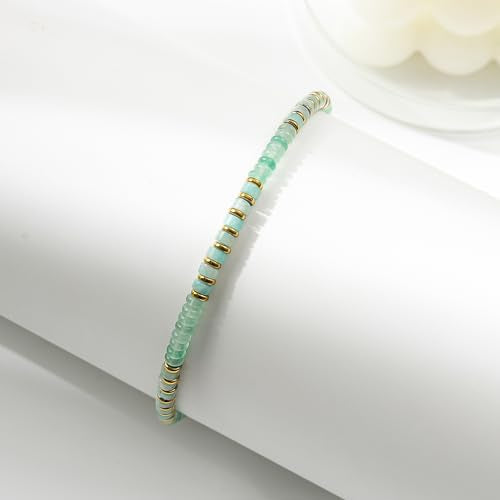 XIJIN Natural Stone Beaded Anklets for Women Handmade Beach Boho Turquoise Beads Ankle Bracelet Jewelry Gift for Her - color: N