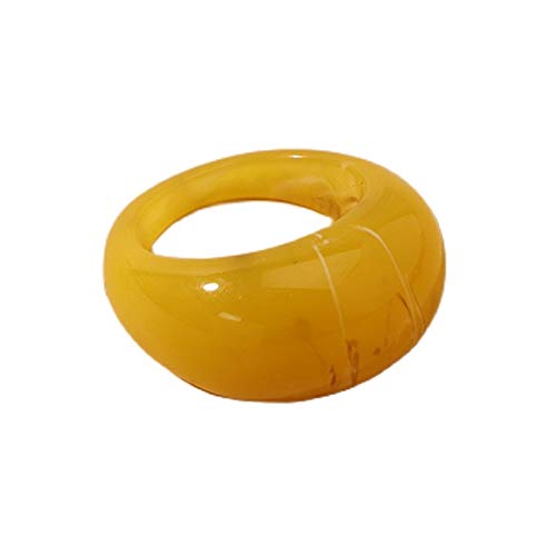 Set Resin Colorful Wide Thick Dome Knuckle Finger Stackable Joint Ring Retro Acrylic Transparent Vintage Jewelry Party Elegant Handmade Gift Diameter 18mm Stylish Bold - color: light yellow