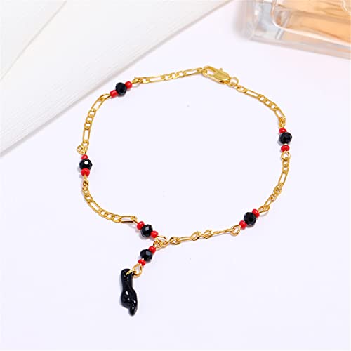 Caiyao Azabache Hand Figa Charm Stainless Steel Link Chain Bracelet Pendant Necklace Drop Dangle Earring Set for Women Men Kabbalah Amulet Protection Good Luck Jewelry - color: A black