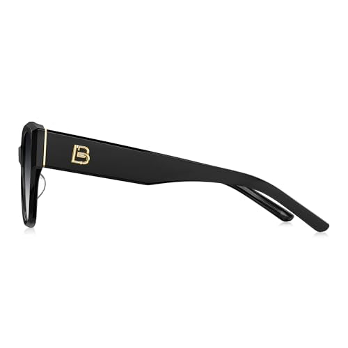 BOLON Women Trendy Cat Eye Polarized Sunglasses, Exclusive Eyewear Brand of EssilorLuxottica - color: Shiny Black/Grey Gradient Non-polarized Small