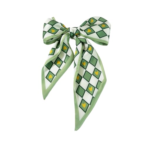 Hair Head Neck Bag Long Scarf Versatile Wrap for Women Soft & Lightweight for Everyday Chic - color: 29 Green Square Love 3.7 X 38 Inch