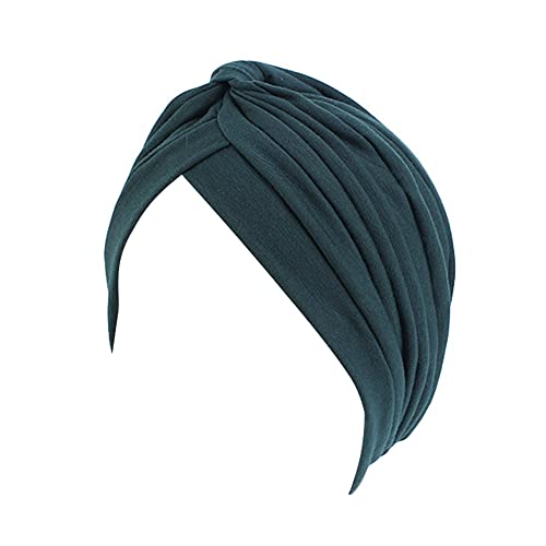 beauty YFJH Women's Cotton Turban Head Wrap Cancer Chemo Beanies Cap Headwear Cap Bonnet Hair Loss Hat - color: Dark Green