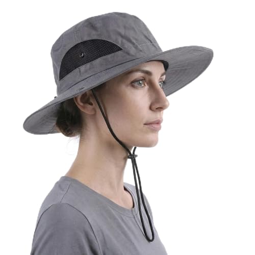 Sun Bucket Hats Waterproof Packable Protection Hat Hiking Fishing Beach Garden Hat Camping Traveling Wide Brim Hats for Men Women Dark Gray