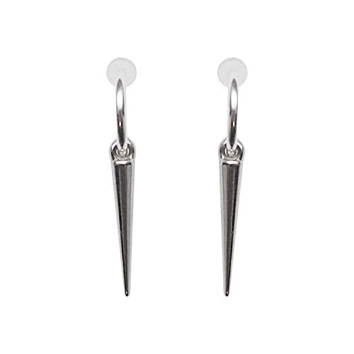 Silver Small for Women Comfortable Plastic Invisible Clip On Hoop Earrings Men Fake Nose Ring Faux Lip Septum Ring Fake Cartilage Earrings 12 mm Spike Cross Feather 15mm Unisex Gold Non Piercing Lobes - color: Spike Silver