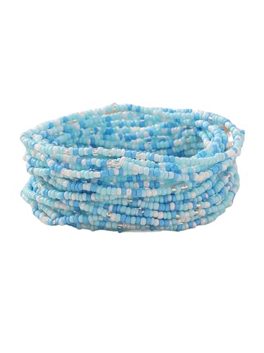 xuzhiyuan 18Pcs Boho Beaded Bracelets Set for Women Bead Stackable Stretch Bracelets, Colorful Handmade Jewelry for Beach, Party - color: Blue