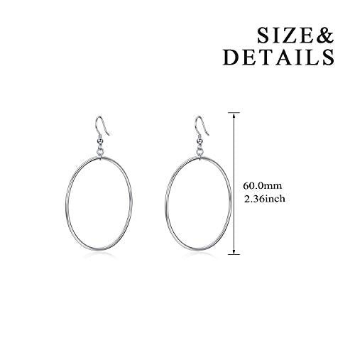 POPLYKE Sterling Silver/Rose Gold/Gold Plated Large Hoop Earrings Circle Dangle Drop Earrings for Women 40 50 60 70 80mm - color: silver hoop, size: 60mm