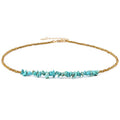 Aobei Pearl Gemstone Beaded Choker Necklace for Women Boho Turquoise/Cultured Freshwater Pearls/Garnet/Amazonite Jewelry - color: B Blue-greenTurquoise & Hematite