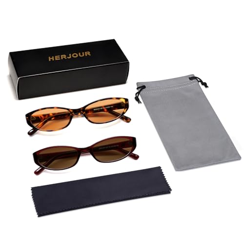 Retro Oval Sunglasses for Women Men Y2k Narrow Cat Eye Sunnies Skinny Shades AR82299 - color: 14. Tortoise+clear Red