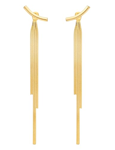 Long Dangle Earrings for Women – Elegant Dainty Tassel 18K Gold Plated Earrings for Womens in Prom Lightweight and Hypoallergenic Dangling Gold Earings for Women and Teens - color: Izumi Gold