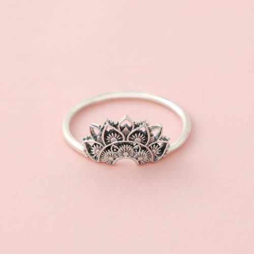 Boma Jewelry Sterling Silver Bali Style Boho Tribal Lotus Blossom Flower Ring