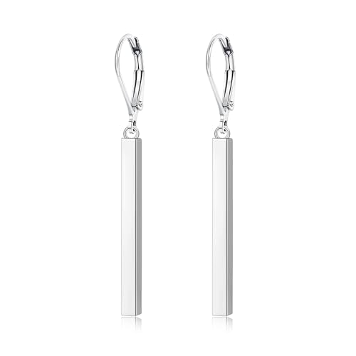 Leverback Earrings Dangle Earrings for Women Dangly Earrings Anniversary Birthday Gifts for Women - style: Vertical Bar Earrings-Silver