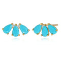 Turquoise Stud Earrings for Women, 14K Gold Plated Created Gemstone Minimal Design Everyday Boho Jewelry Gifts - style: Triple Teardrops