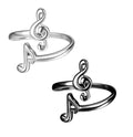 2pcs 925 Sterling Silver Music Note Ring for Women and men, Treble Clef Open Ring Musical Jewelry Gifts for Music Festival Live House Hip Hop Music Lover, musicians, Custom Music rings