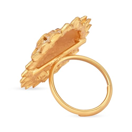 I Jewels Antique Gold Plated Indian Wedding Bollywood Ethnic Floral Shaped design Adjustable Finger Ring For Women & - style: Styel 6