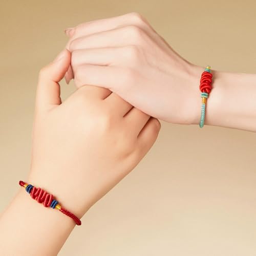 Tibetan Lucky Bracelet for Women Lucky Charm Bracelet Braided Good wishes Buddhist Style Adjustable Wrist Bracelet Red Rope Bracelets - color: Red