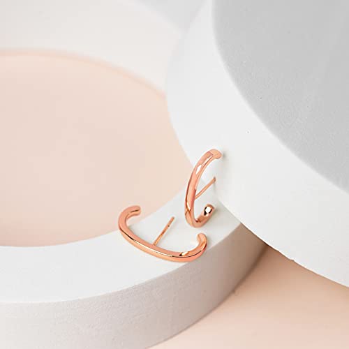 PAVOI 14K Gold Plated 925 Sterling Silver Post Minimalist Suspender Ear Cuff Earrings for Women | Wrap Earlobe Studs - style: Plain
