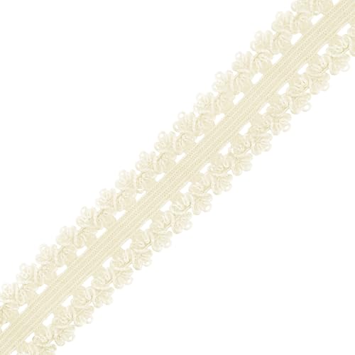 Mandala Crafts Ivory Stretch Lace Soft Elastic Trim Roll - 55 Yards 1 Inch Wide Stretchy Frilly Picot Ribbon for Sewing Lingerie, Headbands, Underwear, and Crafts - color: Ivory
