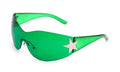 Rimless Y2K Sunglasses for Women Men Wrap Around Fashion Sunglasses Oversized Frameless Trendy Sun Glasses - color: Green Frame / Green Lens