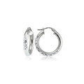 Hoops & Loops 925 Sterling Silver Diamond-Cut Round Hoop Textured 3mm Click-Top Earrings for Women, Slver, Two-Tone 14K Yellow Gold Flash Plate 15/20/25/30/35/40/45/50mm Hoops - color: Silver, size: 15mm (0.59'')