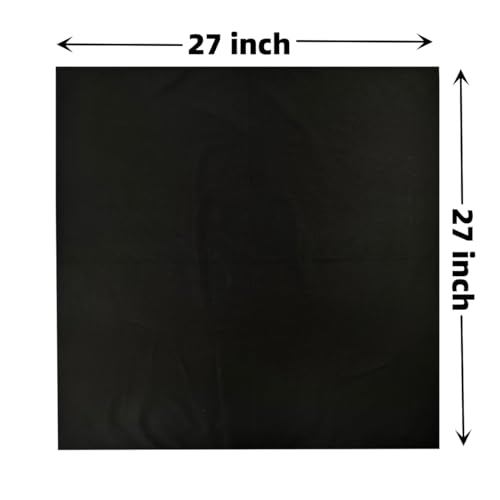 100% Cotton Bandana 27x27 Large Solid Head Scarf for Men Women Thick Opaque Reusable Wrapping Cloth Gift & Lunch - color: Black Single