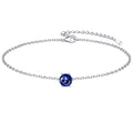ChicSilver 925 Sterling Silver Anklets for Women, Simple Dainty Round/Heart Birthstone Ankle Bracelet Beach Foot Jewelry, 8.7-10.7 Inch Adjustable - color: 09. Round - September(Sapphire)