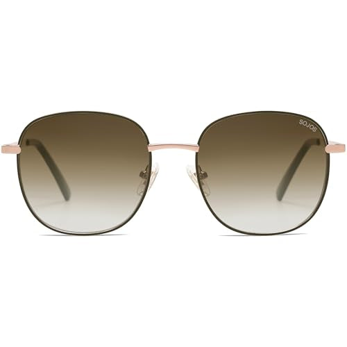 SOJOS Classic Trendy Square Sunglasses for Women Men Cute Big Frame Gold Shades SJ1137 - color: Dark Green/Gradient Brown