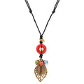 Pingyongchang H&Z Bohemian Colorful Ceramic Beads Lariat Necklace, Hippie Moon Stars Ceramic Tassel Beaded Jewelry Gifts for Women - color: red