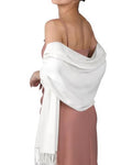 FURTALK Pashmina Shawl Wraps for Women Evening Dresses Blanket Scarves Fashion Scarf Wedding Gifts - color: White