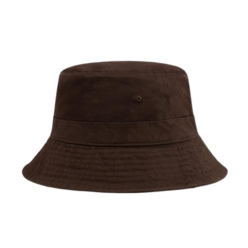 Hot Summer Bucket Hat - Trendy Cotton Sun Hat for Beach, Golf, Fishing - Fun Outdoor Vacation Boonie for Men and Women - color: Coffee