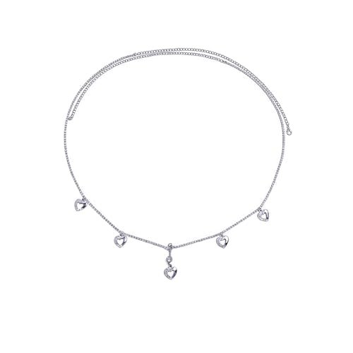 Sexy Rhinestone Waist Chain Navel Piercing Dangle Belly Button Rings Waist Chain Bikini Crystal Heart Belly Chain for Women Body Jewelry (Heart)