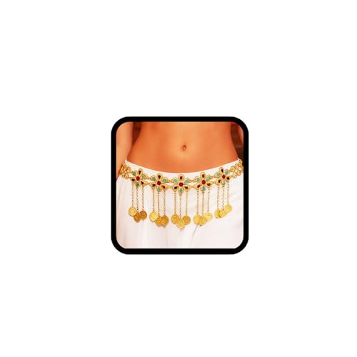 ELABEST Gold Waist Chain Rhinestone Belly Dance Chain Crystal Tassel Dance Jewelry for Women - style: Gold-C