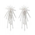 Native Beaded Tassel Earrings Boho,Fringe Drop Statement Seed Bead Tribal Dangle Earrings for Women - color: White
