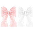 Large Hair Bow Clips for Women,White Pink Bow Hair Barrettes with Long Tail French Hair Ribbon Clips Hair Accessories for Girls (White,Light Pink) - color: White,Light Pink