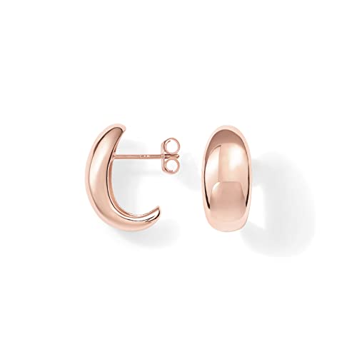 PAVOI 14K Gold Plated 925 Sterling Silver Post Huggie Earrings | Gold Dome Huggie Hoop Earrings for Women - style: Rose Gold