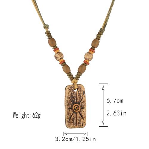 STWTR Bohemian Beaded Necklace Pendant for Women Men Retro Colorful Ceramic Pendant Handmade Ethnic Tribe Boho Jewelry Gift - color: Irregular-1