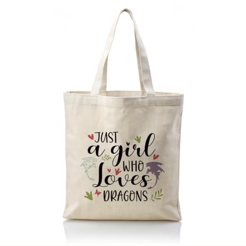 Canvas Tote Bag Aesthetic for Women,Reusable Canvas Cute Shoulder Bag for Grocery, Shopping, Beach & Daily Use - color: Dragon 1