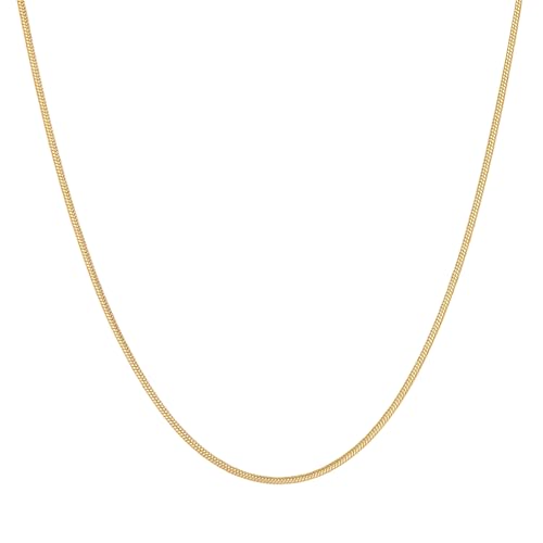 BORUO 925 Sterling Silver Snake Chain Necklace | Waterproof 14K Gold Plated Snake Chain | 1mm 1.5mm Solid Italian Nickel-Free Necklace Lobster Claw Clasp 14-30 Inch - color: Waterproof Gold Plated Stainless Steel 1.5mm, size: 26 Inch