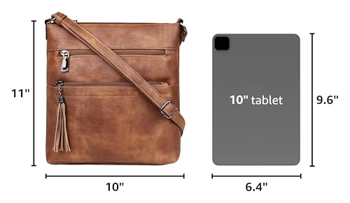 MASINTOR Crossbody Purses for Women, Multi Pocket Casual Crossbody Bag, Adjustable Strap Shoulder Bag with Tassel - color: Mocha Brown