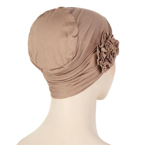 Headwrap Turbans for Women - Twist Soft Floral Solid Caps Pre Tied Chemo Beanies Headwear Hat for Cancer - color: Khaki