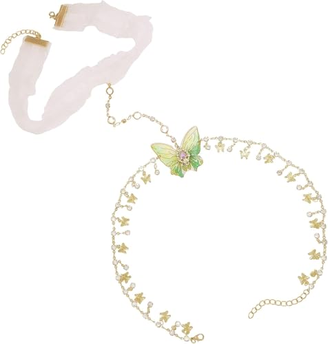 Butterfly Body Chain Rhinestone Fairy Thigh Jewelry Set for Women Party, Multi Layer Butterfly Necklace Shiny Transparent Wing Thigh Chain for Women - style: Butterfly Body Chain Rhinestone C