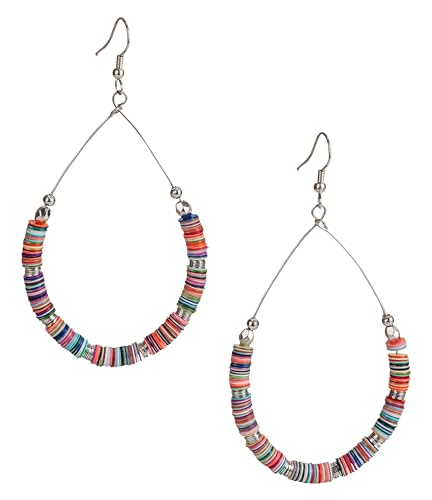 Bohemian Multi-Colored Sequin Hoop Gold Earrings - SPUNKYsoul Collection… - style: LARGE HALF DISC SILVER