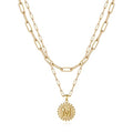 Yoosteel Layered Initial Necklaces for Women Trendy - 14K Gold-Plated Dainty Layering Paperclip Chain Coin Initial Necklace Jewelry Gifts for Women Mom Wife Teen Girls - color: Gold, style: M